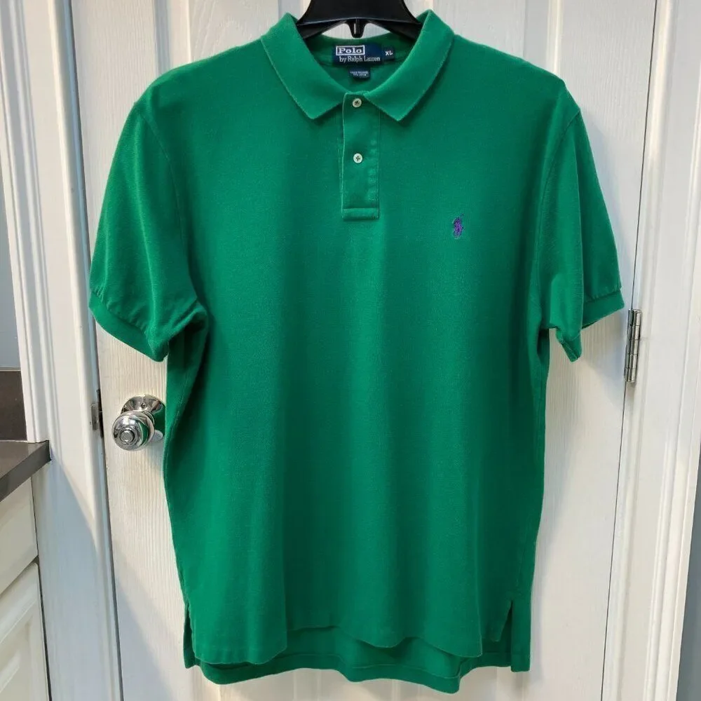 Polo Ralph Lauren Green Purple Pony Polo Shirt Size XL
